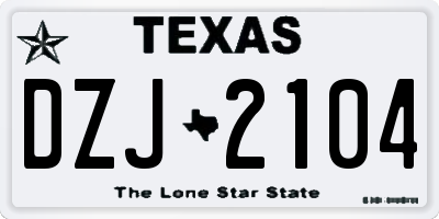 TX license plate DZJ2104
