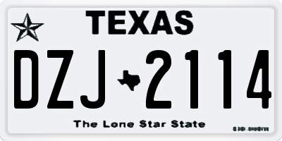 TX license plate DZJ2114