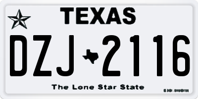 TX license plate DZJ2116