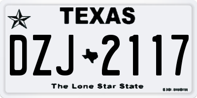 TX license plate DZJ2117