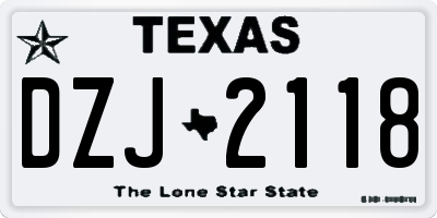 TX license plate DZJ2118