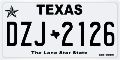 TX license plate DZJ2126
