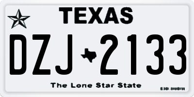 TX license plate DZJ2133