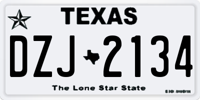 TX license plate DZJ2134