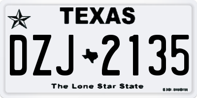 TX license plate DZJ2135