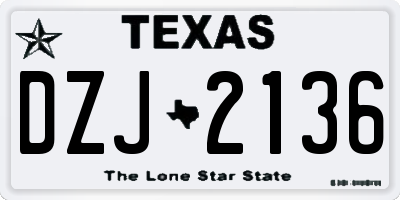 TX license plate DZJ2136