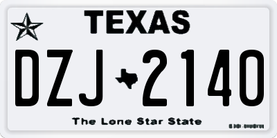 TX license plate DZJ2140