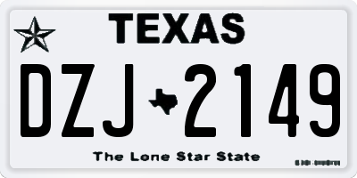 TX license plate DZJ2149