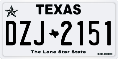 TX license plate DZJ2151