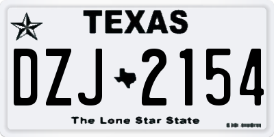 TX license plate DZJ2154