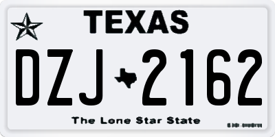 TX license plate DZJ2162