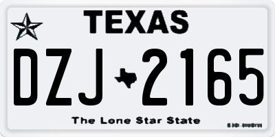 TX license plate DZJ2165