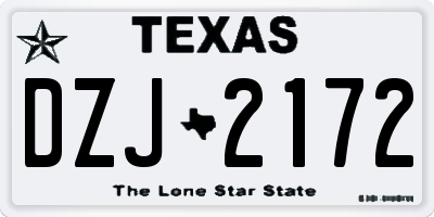 TX license plate DZJ2172