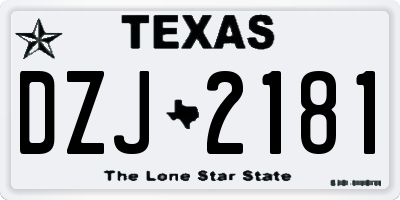 TX license plate DZJ2181