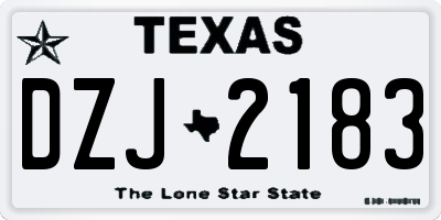 TX license plate DZJ2183