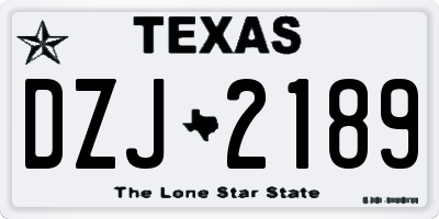 TX license plate DZJ2189