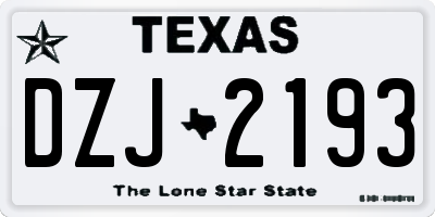 TX license plate DZJ2193