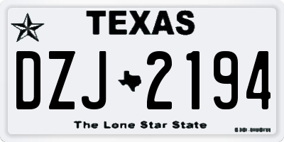 TX license plate DZJ2194