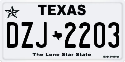TX license plate DZJ2203