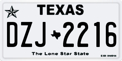 TX license plate DZJ2216