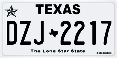 TX license plate DZJ2217
