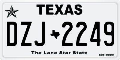 TX license plate DZJ2249