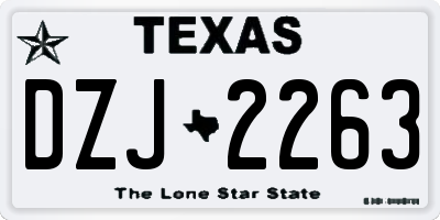TX license plate DZJ2263
