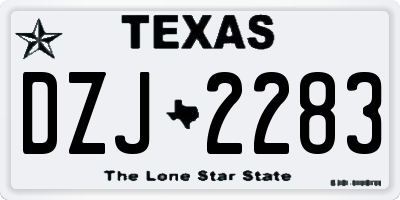 TX license plate DZJ2283