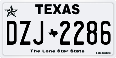 TX license plate DZJ2286