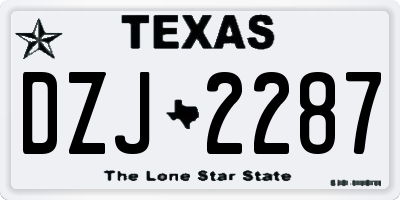 TX license plate DZJ2287