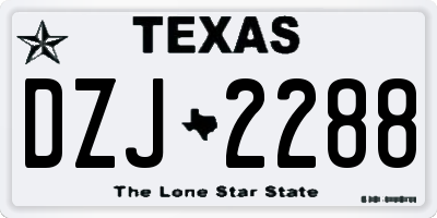 TX license plate DZJ2288