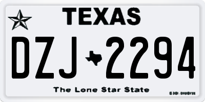 TX license plate DZJ2294