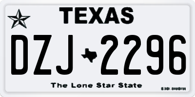 TX license plate DZJ2296