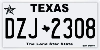 TX license plate DZJ2308