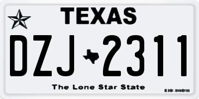 TX license plate DZJ2311