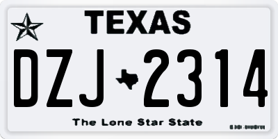 TX license plate DZJ2314