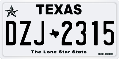 TX license plate DZJ2315