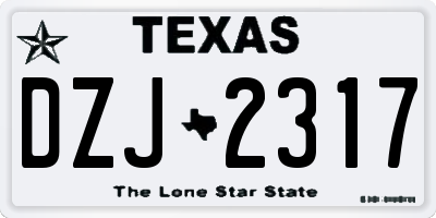 TX license plate DZJ2317