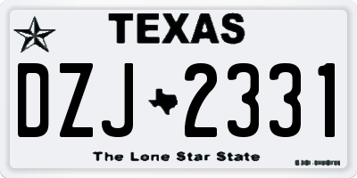 TX license plate DZJ2331