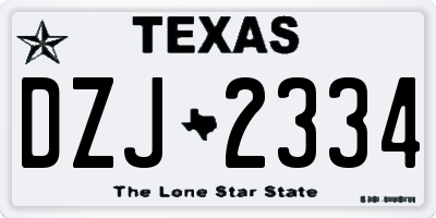 TX license plate DZJ2334
