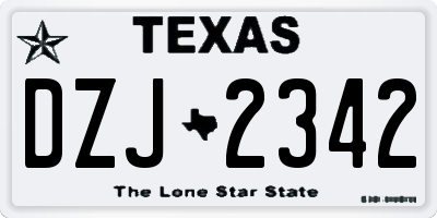TX license plate DZJ2342