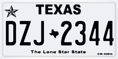 TX license plate DZJ2344