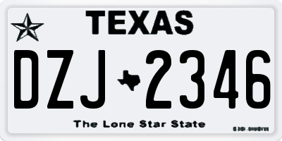 TX license plate DZJ2346
