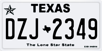 TX license plate DZJ2349