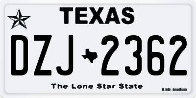 TX license plate DZJ2362