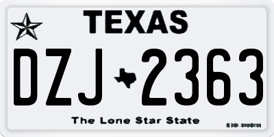 TX license plate DZJ2363