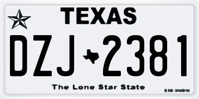 TX license plate DZJ2381
