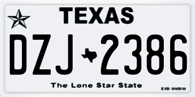 TX license plate DZJ2386