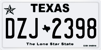 TX license plate DZJ2398