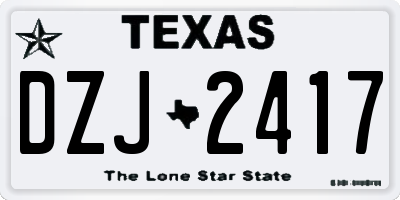 TX license plate DZJ2417